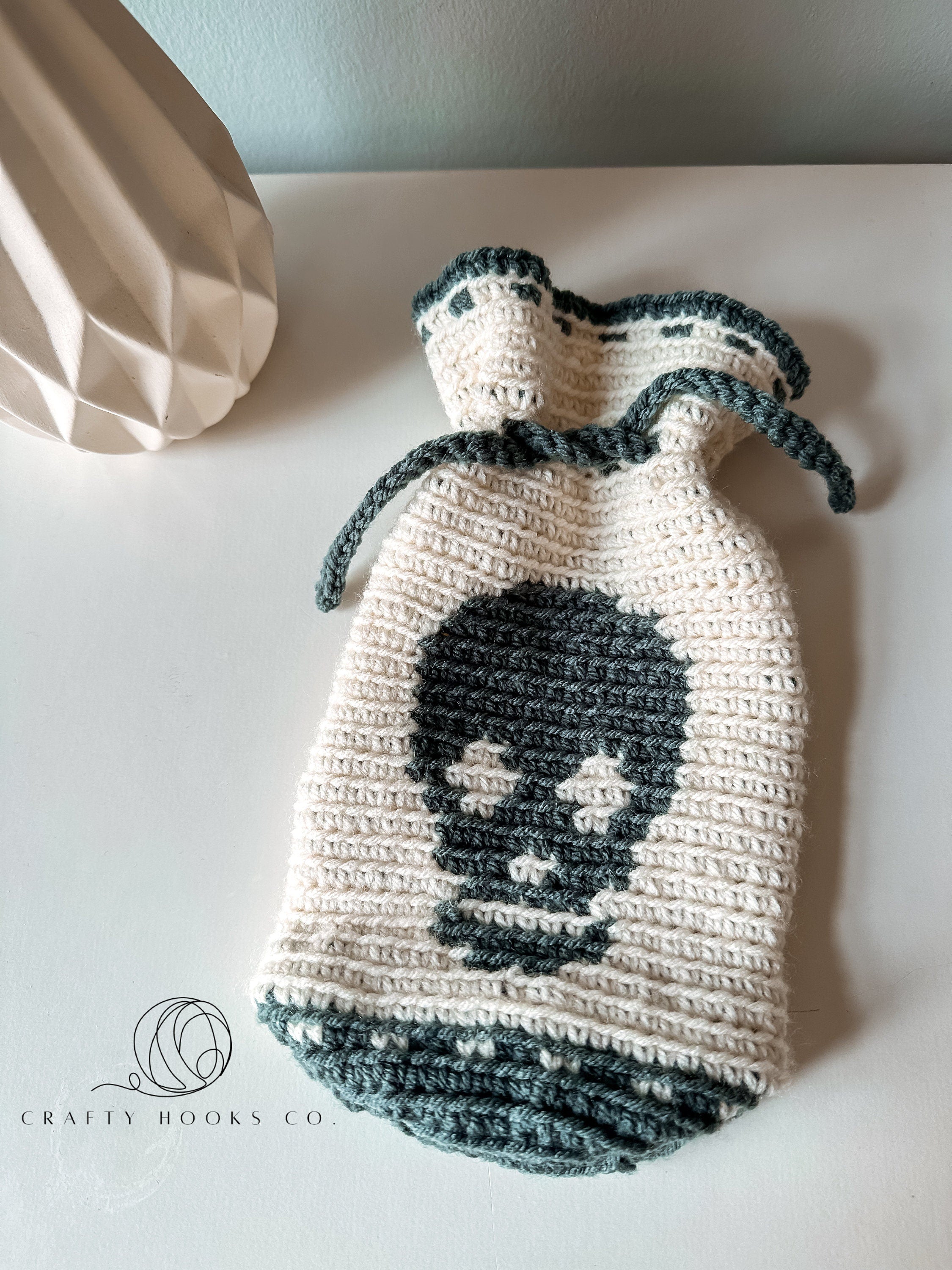 Crochet Skull Bag, Wine Gift Bag