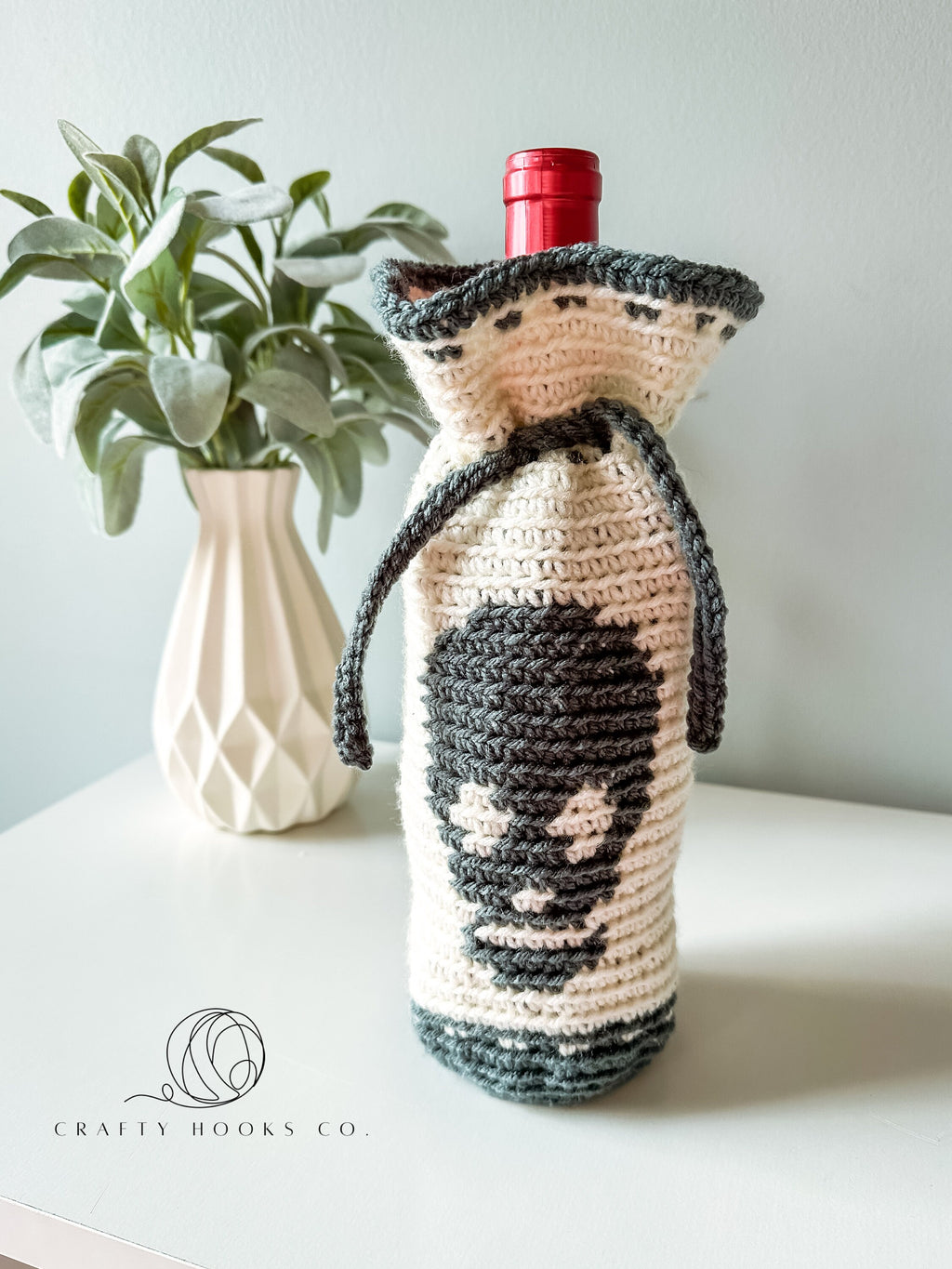 Crochet Skull Bag, Wine Gift Bag
