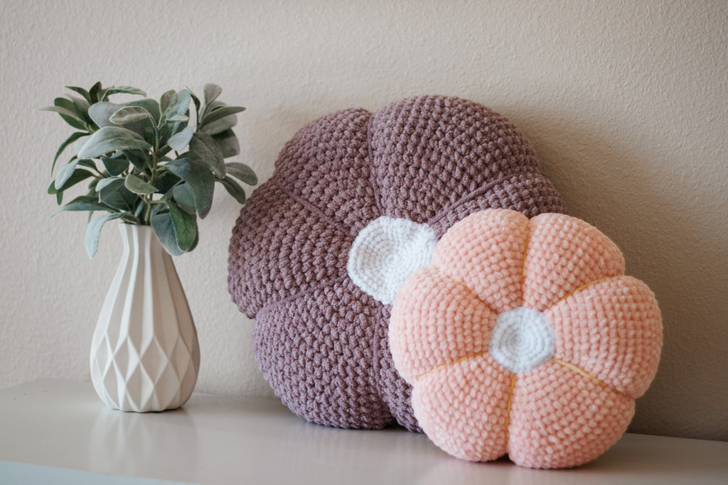 Large Crochet Flower Pillow